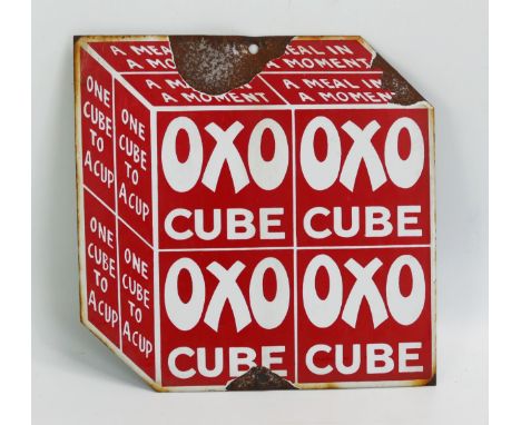 An enamel advertising sign, "Oxo Cube" 23 x 23cm 