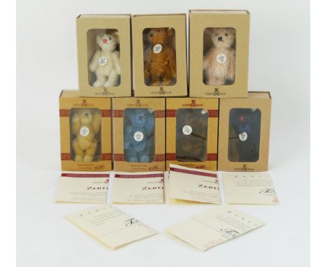 Steiff Club Miniature Yearly Gift Bears, Consecutive Years 1997-2003 - all boxed, six with certificates 