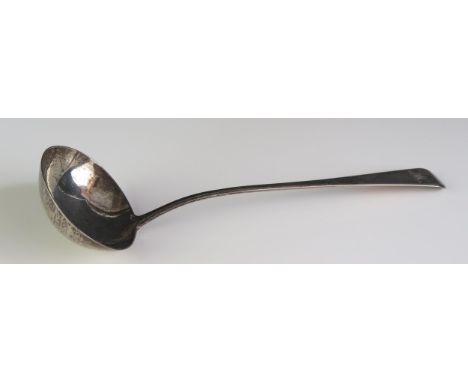 A George III silver Old English pattern soup ladle, maker W.E possibly William Eaton, London, 1808, monogrammed, 31.5cm long.