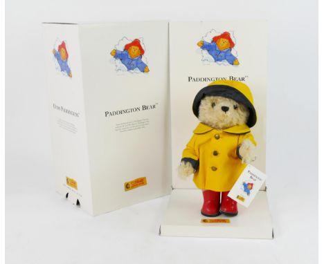 Steiff Paddington Bear, blonde mohair wearing yellow and black mackintosh and red Wellington boots  - 2005 White Tag Limited 