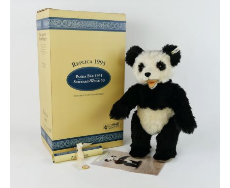 Steiff 1951 Panda Bear Replica with black and white mohair - 1995 white tag limited edition, EAN 408335, 46cm - boxed with lo