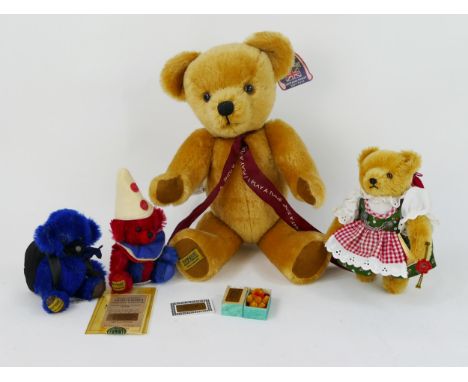 Collection of Mohair Bears including 3 Merrythought Bears: Musical Bear 44cm, Cheeky Clowns Around T6CLRB No. 361 of 500 and 