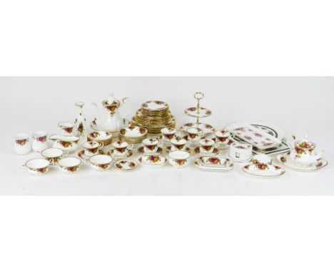An extensive collection of Royal Albert Old Country Roses pattern tea wares, includes teapot, sugar basin,  cream jug, cake s