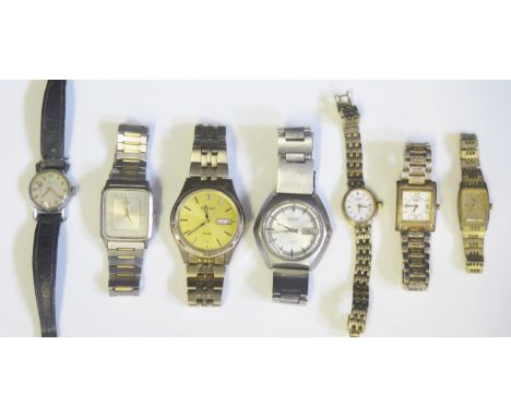 Two SEIKO Gent's Manual Wind Wristwatches (running), Quarts Seiko (needs battery) and three lady's (Timor running, others A/F