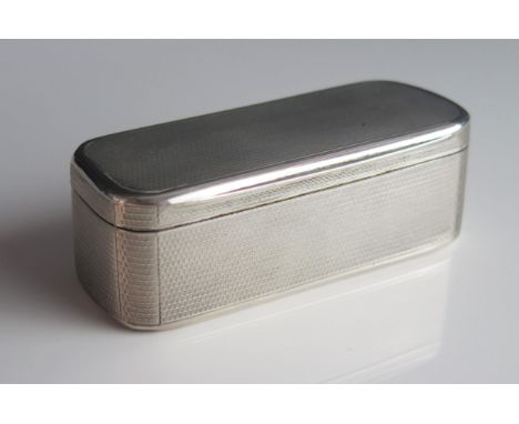 A George III silver snuff box, maker John Linnit, London, 1813, of rectangular form, with all over engine turned decoration, 