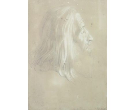 Early male portrait, 'Prof Nahe', pencil and conte, 28 x 20cm, F &amp; G 