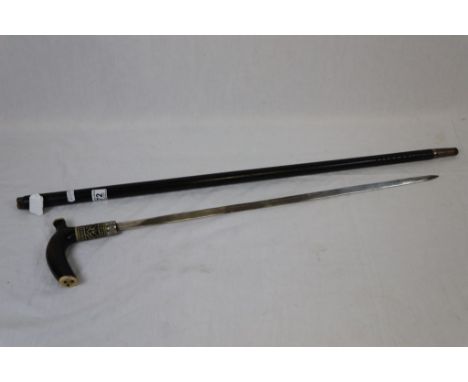 Ebonised sword stick with bone inlay