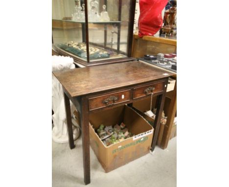 Georgian 18th century Oak Side Table with Two Drawers and raised on square legs