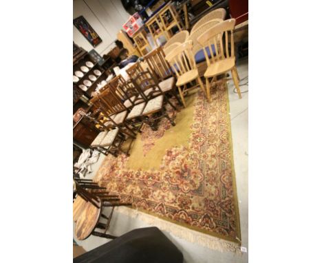 Large Green Ground and Floral Patterned Rug