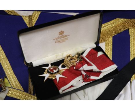 Case of vintage Masonic items to include Medals