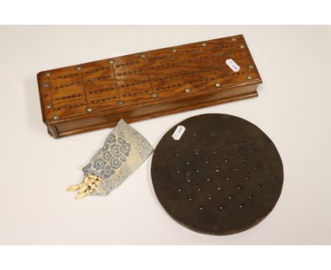 Cribbage case with drawer containing dominoes and solitaire board