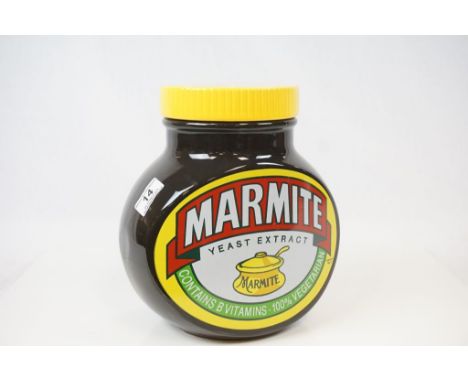 Large Wade ceramic biscuit barrel in the form of a Marmite Jar