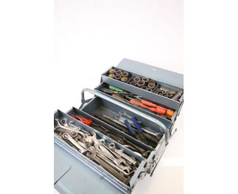 Talco Metal Cantilever Toolbox with Various Mechanics Tools including Spanners, Sockets, Wrenches, Pliers, Screwdrivers, etc 