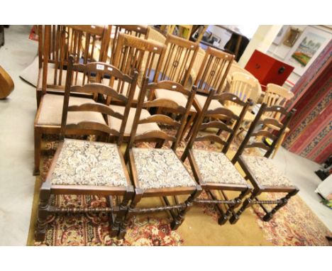 Set of Four Mid 20th century Oak Ladder Back Dining Chairs
