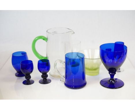 Collection of vintage Glass to include Bristol Blue