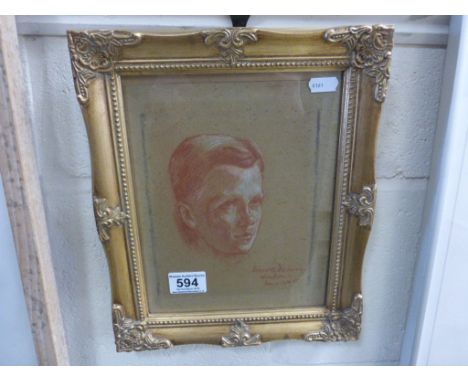 Pastel Portrait signed Ernest B Dielman, London 35, in gilt frame