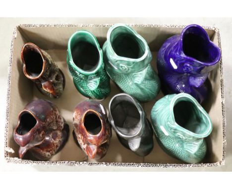 Eight vintage Gurgle jugs to include four Dartmouth Pottery examples