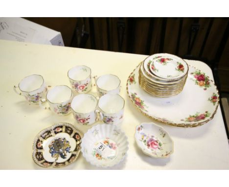 Royal Crown Derby ' Derby Posies ' Six Tea Cups and Saucers, Tea Plate and Pin Dish together with Royal Crown Derby Armorial 