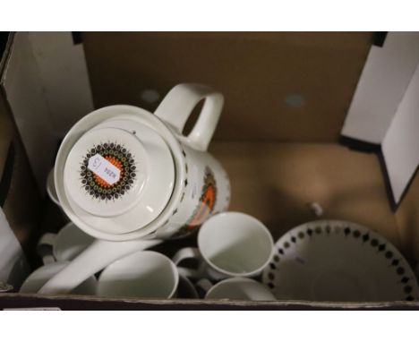 JG Meakin studio Jesse Tate design 1970s retro coffee set Inca pattern (14 pcs)