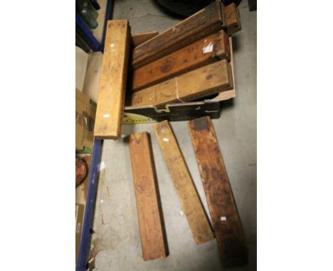Eight Vintage Wooden Cigar Presses, each with stamped label including Hart & Hertel, Schweitzingen