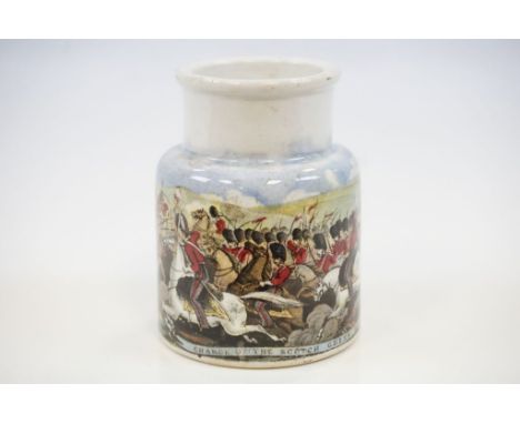 19th century Ink pot with Battle scene decoration and marked "Charge of the Scotch Greys at Balaklava"
