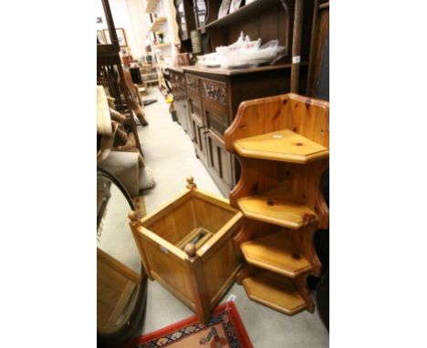 Pine Plant Holder and Farmhouse Kitchen Pine Corner Shelf
