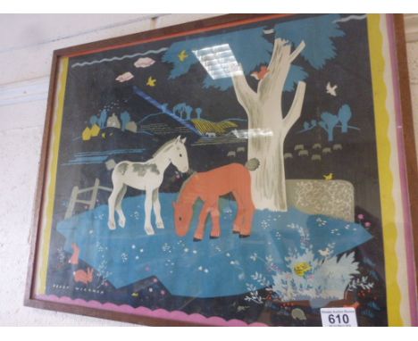 Peggy Wickham a framed & glazed vintage print entitled The Foals 