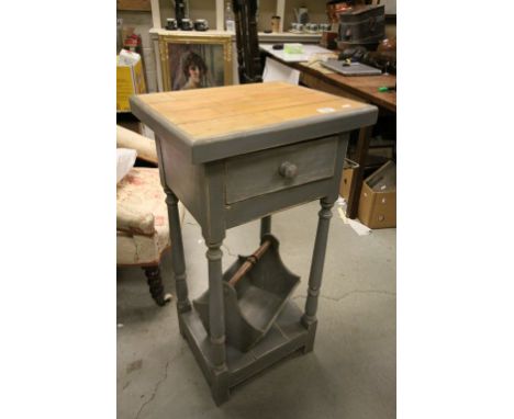 Parquetry Oak Topped Herb Table with Drawer and Pot Shelf together with a Foraging Trug