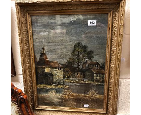 Oil Painting ' Kentish Oasthouses ' signed to reverse R Evans 1934