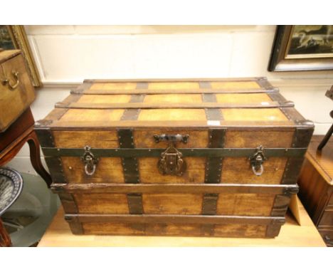 Large Victorian Pine Travelling Trunk