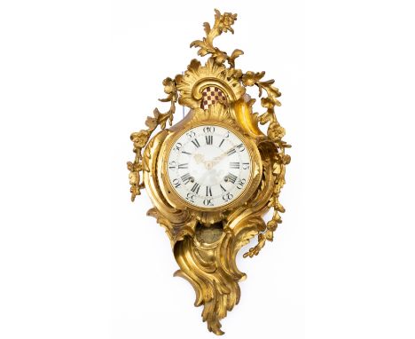 A Swiss ormolu cartel clock, Mid-18th century, 50x27x11 cm, Provenance: Property of a Dutch noble family.  The case decorated