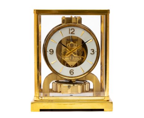 A Jaeger-LeCoultre gilt-brass Atmos clock, Ca. 1960-70, Switzerland, 22,5x18x13,5 (clock), With typical gilt-brass case with 