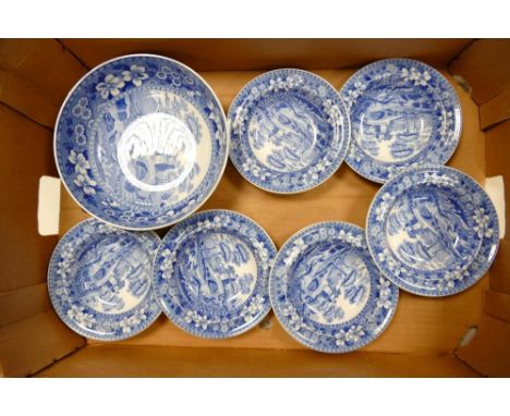 A collection of Copeland Spode Tower patterned bowls, largest diameter 21cm 