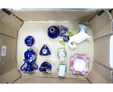 A Small Collection of Ceramic and other Items including Limoges Porcelain, Lladro Swan, House of Valentina Pill Boxes etc. 