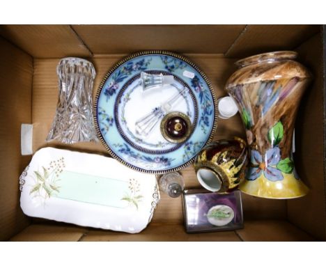 A mixed collection of items to include Carltonware lidded jar, large H&amp;K floral vase, cut glass crystal etc 