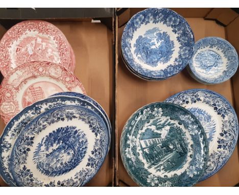 A mixed collection of traditional ceramic items to include Churchill oval platters, Enoch Wedgwood woodland pattern bowls, Ro