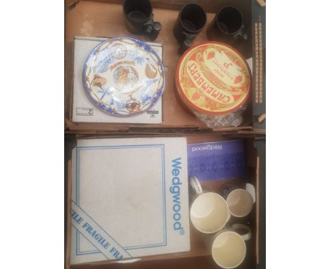 A mixed collection of ceramic items to include decorative wall plates, royal commemrative wall plates, Portmerion mugs, etc (