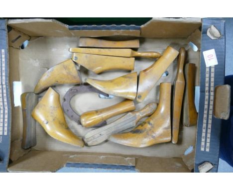 A collection of Vintage Wooden Boot Trees &amp; parts 