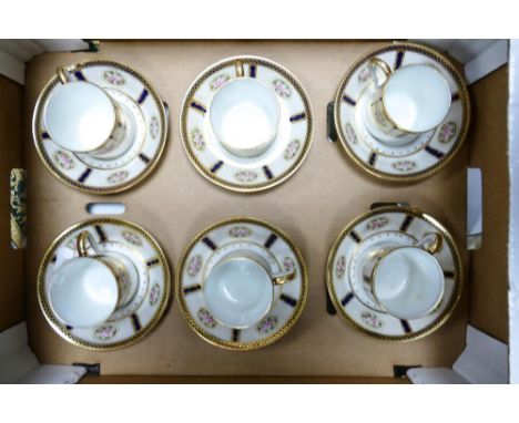 Six Paragon Two Roses 5844 Pattern Coffee Cans and Saucers (6) 