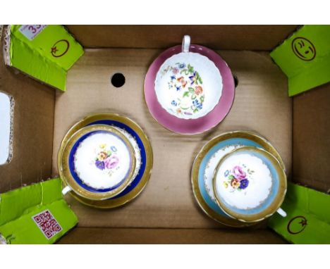 Royal Grafton Hand Decorated Cabinet Cup &amp; Saucer sets with floral decoration together with Aynsley 2nds similar item(3) 