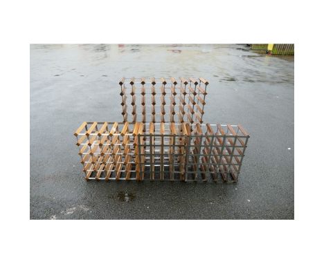 Five Vintage Wooden Framed Wine Racks, largets 42 x 32cm(5) 