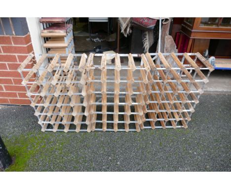 Three Vintage Wooden Framed Wine Racks, largets 63 x 42cm(3) 