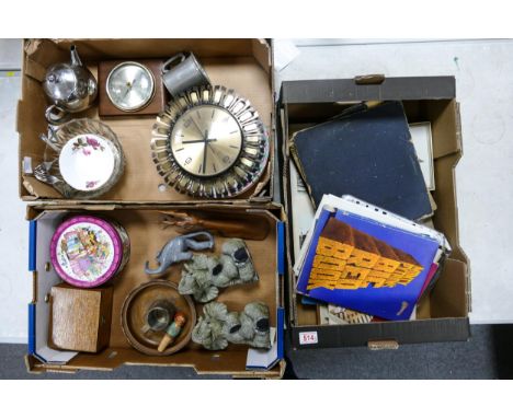 A mixed collection of item to include music sheets, wall barometer, ornaments etc (3 trays ) 