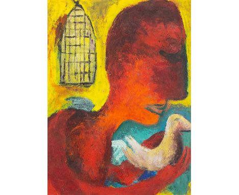 Louise MCCLARY (1958) From the Bird Cage   Mixed media on paper, double-sided, 74 x 55cm, 107 x 88cm framed.
 
 