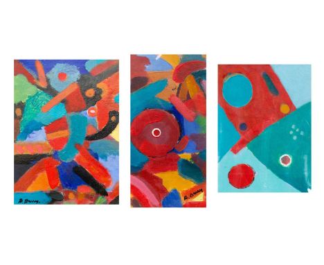 Ray BARRY (1931-2022) Three original works Each acrylic on board, signed, titled to artist's label, 10cm x 20.5cm, 22.5cm x 1