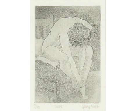 Gabrielle MOORE Nude  Etching, signed and inscribed, numbered 5/50, plate size 14 x 9cm, 35 x 25cm framed.