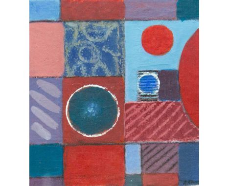 Ray BARRY (1931-2022) Baubles Acrylic on canvas, signed, titled to artist's label verso, 24cm x 22.5cm, 45cm x 45cm framed
Ra