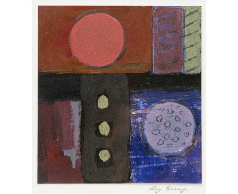 Ray BARRY (1931-2022) Worlds Apart Acrylic on card, signed to margin, titled to artist's label verso, 16cm x 15cm, 42.5cm x 3