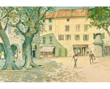 Alan KEITH-HILL (1910-2000) Place Del Hotel De Ville - Roquemaure Watercolour, signed, titled verso, 28cm x 39.5cm, 48.5cm x 