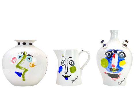 PICASSO Masterpiece Editions Three Pieces Three examples of Living Face, 1963, two vases and one jug, each marked to base and